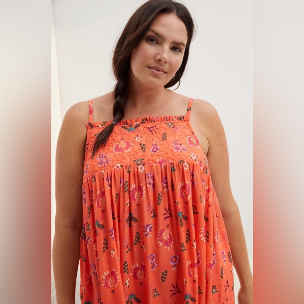 Anthropologie Orange Floral Maxi Dress - Picture 2 of 10